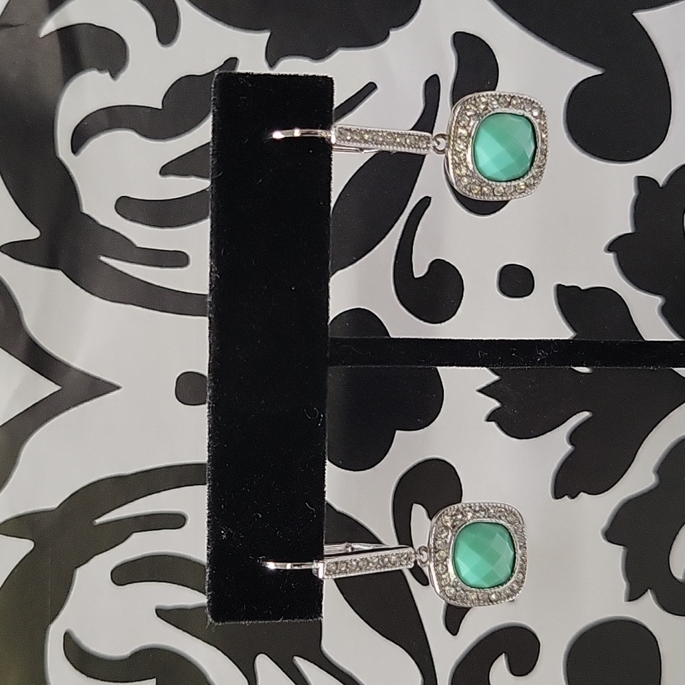 Faceted turquoise and rhinestone earrings
